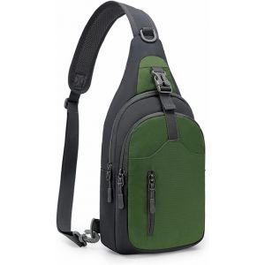 TIANYI-Sacoche Homme Bandouliere, Sac de Poitrine Sacoche Bandoulière avec Multi-Compartiments Léger Casual Sling Bag pour Homme et Femme pour Randonnée Cyclisme Voyage Camping (vert foncé) - Neuf