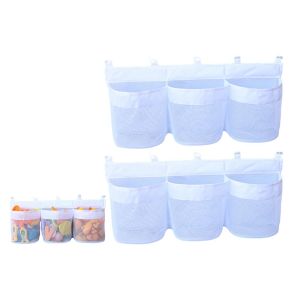 Organisateur De Jouets De Bain En 2 Pi&egrave;ces Avec 3 Compartiments Et Crochets Adh&eacute;sifs Pour Une Suspension Facile - Neuf