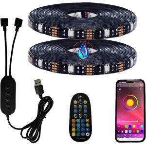 5 M&egrave;tres (2x 2,5m) Ruban De Led Rgb Dimmable, Bluetooth/App Contr&ocirc;l&eacute;e R&eacute;tro&eacute;clairage Tv Usb Led 5050 Avec T&eacute;l&eacute;commande Rf Pour Hdtv, Auto-Adh&eacute;sive, Flexible, &Eacute;tanche Ip65 - Neuf