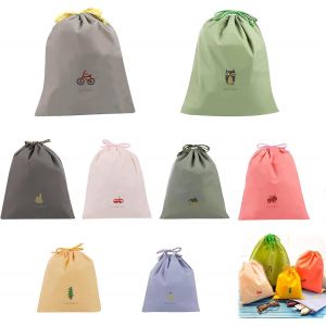 KALANKA-8 Pièces Sac à Cordon PE Jouet Organisateurs Bagage, Sac Linge Sale Enfant, Sac de Rangement pour Voyage Gym Pochette Plastique - Neuf