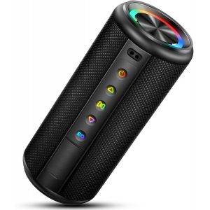 CPWO-Enceinte Portable Bluetooth 5.4 Sans Fil Avec Bass Puissantes,20W Haut-Parleur Bluetooth Étanche Ip7 Pour L'Extérieur/La Fête,15Hrs,Appariage Tws,Lumière Rgb,Appel Mains Libres,Aux,Tf,No - Neuf