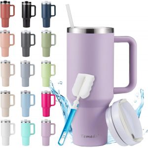 Tianyi-Gobelet Isotherme Avec Paille Et Anse De 1,2 L, Grand Gobelet Avec Couvercle Et Paille, Gobelet &Agrave; Caf&eacute; &Agrave; Emporter, En Acier Inoxydable, Portable, Pour Boissons Chaudes Et Froides - Neuf