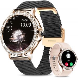 Montre Connect&eacute;e Femme avec Appel Bluetooth, 1.3"" HD Smartwatch Sant&eacute; Au F&eacute;minin, 120+ Modes Sportifs, Sommeil, Fr&eacute;quence Cardiaque, SpO2, IP68 &Eacute;tanche, Montre Intelligente pour Android iOS, Noir - Neuf