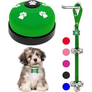 Apt-Lot De 2 Sonnette Pour Chien Sonnette Chien Pour Sortir Clochette Chien Pipi Accessoire Chiot Sonnette Pour Chien Porte Jouet Bouton Sonnette Exterieur Chien Accessoires (Vert) - Neuf