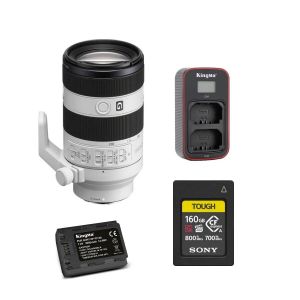 Sony FE 70-200mm f4 Macro G OSS II (SEL70200G2) + Sony 320GB CFexpress Type A TOUGH Memory Card + Kingma 2000mAh Battery (Sony NP-FZ100) + Kingma Sony NP-FZ100 LCD Dual USB charger - Neuf