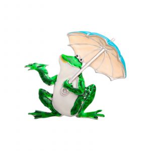 Broche Parapluie Grenouille Dessin Anim&eacute; (1 Pi&egrave;ce), Broche En Alliage, Accessoire Pour Veste Femme, Corsage Strass - Neuf