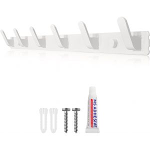 Porte Manteau Mural Patere Murale Porte Manteau Blanc avec 6 Crochets Deux M&eacute;thodes D'installation (avec Adh&eacute;sifs Soit et Vis) pour Entr&eacute;e Chambre Salle de Bain Cuisine - Neuf