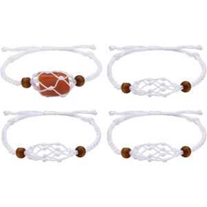 Eryi-4 Pcs Bracelet Pierre Cordon, Bracelet Tissé Vide, Bracelet Tressé D'amitié Ajustable, Pour Bijoux D'anniversaire Filles Femmes Faisant Faveur D'amitié, 1-7/8 3-1/2 Pouce (4.7 8.8 Cm) - Neuf
