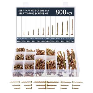 ChenQuanSarl-800 Pcs Vis À Bois Autotaraudeuses - Tête Plate Phillips, Autoperforante En Acier Au Carbone Ultra Dur, Zinc Coloré - Parfait Pour - Neuf