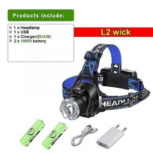 Lampe Frontale Led Xhp360 La Plus Puissante, Rechargeable Par Usb 18650, 2 Cob, Id&eacute;ale Pour Le Camping Et La P&ecirc;che-Xm L2 B - Neuf