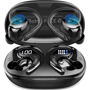 NAERYUTER-Ecouteurs Bluetooth Sans Fil Sport,2025 Écouteur Bluetooth5.4 Avec 4 Enc Mic,50H Ecouteurs Sans Fil Hifi Stéréo,Ip7 Étanche Oreillette Bluetooth Running,Usb-C Charge Rapide,Écran Led Casque - Neuf