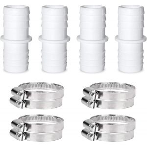 4 Pièces Raccord Tuyau D'arrosage avec 8 Colliers de Serrage en Acier Inoxydable Raccord Robinet Tuyau Arrosage 38 mm de Diamètre Pour Tuyau D'arrosage et de Piscine - Neuf