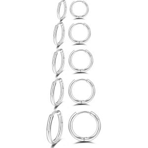 Chenquansarl-5 Paires Petite Creoles Or Femme Hypoallergénique Homme Boucles D'oreilles Femme Or Poids Léger Creoles Or Femme Fille 6/8/10/12/14mm - Neuf