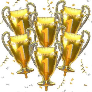 6 paquets de ballons d'or champion en aluminium Championnat Mylar troph&eacute;e ballon Le premier prix Ballons de sport Basket-ball Football Football Anniversaire Anniversaire G - Neuf