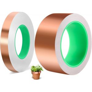 2 Pi&iquest;&iquest;ces euille de Cuivre Bande, Ruban Adh&iquest;&iquest;sif en Feuille de Cuivre Escargot Conducteur &iquest;&iquest; Double Face pour la Mise &iquest;&iquest; la Terre, la Soudure et la Protection Contre les Limaces (40mmx20m+10mmx20m) - Neuf
