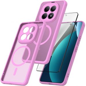 ELVORIX-2 in 1 Coque pour Xiaomi Redmi Note 15 4G/5G Aimant&eacute;e avec 1 Verres Tremp&eacute;s,Adapt&eacute; aux Supports magn&eacute;tiquesDos Anti Rayures Antichoc Housse Fond Bumper Case - Rose - Neuf