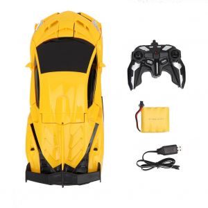 Voiture jouet electrique telecommandee sans fil pour enfants, robot transformable (jaune) - Neuf