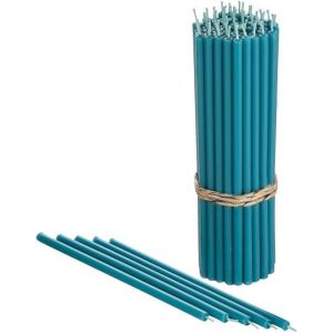 ERYI-Lot De 50 Bougies En Cire D'Abeille - Turquoise - Ne Coule Pas, Sans Fumée - Bougies Décoratives Pour Prière D'Église, Décoration Ou Anniversaire - 16 Cm X 0,5 Cm (Turqoise) - Neuf