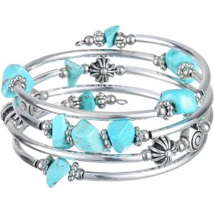 Kalanka-Bracelet En Perles Argent Pour Femmes Bracelet Enveloppant En Pierre Multicouches Un Cadeau De Bijoux Fantaisie Pour Maman Le Jour De Thanksgiving - Boîte Cadeau - Neuf
