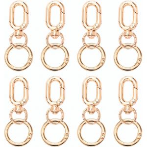 Cauc-Lot De 8 Porte-Cl&eacute;s Dor&eacute;s - Mousquetons Rotatifs - En M&eacute;tal Dor&eacute; - Amovibles - Pour Le Bricolage, Le Sac &Agrave; Main, Le Bricolage - Neuf