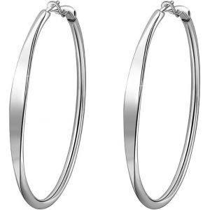 Kal-Boucles D'oreilles Créoles Or Rose Acier Inoxydable Argent Femme 50mm Plaquées Or 18k Légères Hypoallergéniques Bijoux Fashion Tendance Cadeau - Neuf