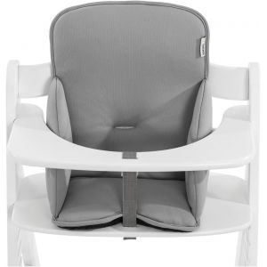 Coussin Chaise Haute Bebe Alpha Cosy, Reducteur Compatible Avec Chaises Hautes Bois Alpha+, Beta+ Et Arketa, 6-36 Mois, Dossier Haut, Côtés Renforcés, Stretch Gris - Neuf