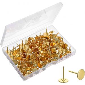 Chenquansarl-Lot De 120 Puna S Dor&eacute;es Dor&eacute;es Pour Tableau En Li&egrave;ge, T&ecirc;te Plate, Puna S Robustes Pour Tapisserie, Mur, Bureau, Maison, D&eacute;coration, Tissu, Bois, Tableau D'affichage En Li&egrave;ge - Neuf