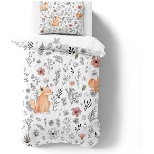 Ulteronixshop-Parure De Lit 90x190 Enfant Gar&ccedil;ons Et Filles Housse De Couette 1 Personne Renard, Animal Ensemble De Lit, 1 Housse Couette 140x200 Et Taie D&iquest;Oreiller 65x65 - Neuf