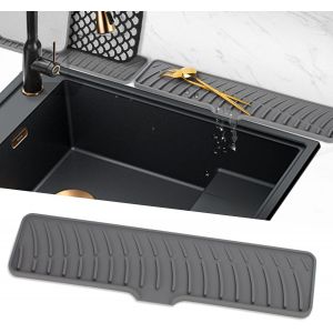 Kalanka-Tapis &Eacute;gouttoir &Eacute;troits, Tapis De Robinet En Silicone, Tampon De Sechage Evier, Tapis De Protection De Drainage, Tampon Egouttoir Vaisselle Pour Cuisine, Salle De Bain (Gris, 42 Cm) - Neuf