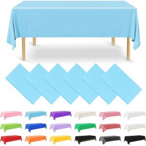 Sjzg-Lot De 6 Nappes Rectangulaires Jetables En Plastique Bleu Clair De 137 X 274 Cm Pour F&ecirc;te, Fian&ccedil;ailles, Mariage, Bapt&ecirc;me, Anniversaire - Neuf