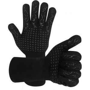 Gants de barbecue,gants de cuisine r&eacute;sistants &agrave; la chaleur 1472/800,gants ignifuges antid&eacute;rapants pour barbecue,cuisson,cuisson,grillades,soudage (noir-grande taille) - Neuf