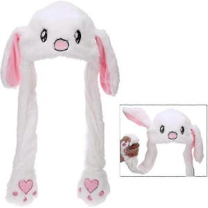 Chapeau sauteur en peluche avec oreilles de lapin mobiles, chapeau sauteur en peluche avec oreilles mobiles, chapeau sauteur de P&acirc;ques &agrave; presser, jouet amusant, cadeaux - NMAOV - Neuf