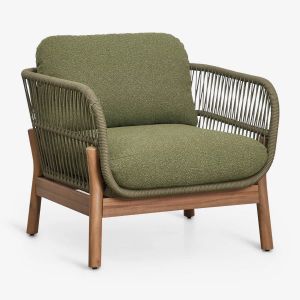 Fauteuil De Jardin En Bois D'acacia Et Corde Tress&eacute;e Karvia Brun Acacia - Neuf