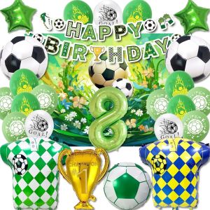 ChicSlick-Décoration Anniversaire Football 8 Ans - Kit Garçon Avec Ballon, Bannière Et Fond Vert - Parfait Cadeau[X2648] - Neuf