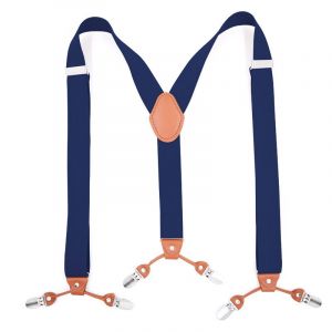 Bretelles Larges Et Résistantes En Y Pour Homme Avec 4 Clips Métalliques Et Sangles Élastiques Réglables (Bleu) - Neuf