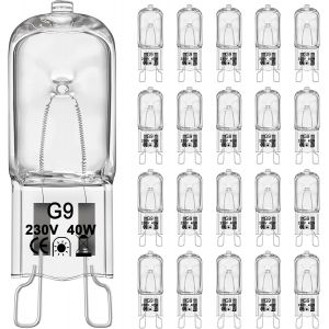 Kal-Ampoule Halogène G9 40w 230v, Ampoules Bulb Halogènes Blanc Chaud 2800k,Intensité Variable,Dimmable G9 Lampe Four Pour Micro-Ondes Plafonniers, Backofen Glühbirne Fur Dunstabzugshaube Lot De 20 - Neuf