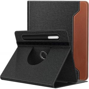 LORANKA-&Eacute;tui Compatible avec Tablette 9-11 Pouces, &Eacute;tui de Protection en PU, Coque pour Tablette Rotative &agrave; 360 Degr&eacute;s avec Poche, Couverture de Protection pour Tablettes 9-11 Pouces, Denim Noir & Br - Neuf