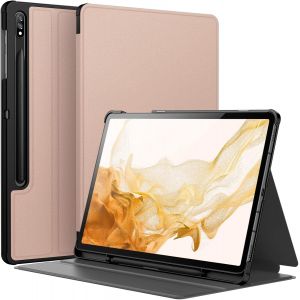 Eryi-Coque Pour Samsung Galaxy Tab S8 Plus 2022 / S7 Fe 2021 / S7 Plus 2020 12,4 Pouces Avec S Pen Porte-Stylet, Fine Folio Protecteur Tablette Housse Étui, Multi-Angle Affichage (Or Rose) - Neuf