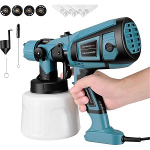 Checarzhn--No1-Pistolet A Peinture,800w Hvlp Pistolet À Peinture Électrique,4 Buses En Cuivre Et 3 Motifs, Réservoir De 1400 Ml, Pour Intérieur Et Extérieur De Maison, Armoires, Clôtures - Neuf