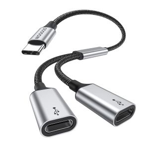 C&acirc;ble R&eacute;partiteur USB C, Adaptateur USB C Y (Pas pour Moniteur), C&acirc;ble S&eacute;parateur Type C M&acirc;le vers 2 Type C Femelle, Hub Double Port USB c pour Ordinateur Portable, Macbook Air, iPhone 15/16 - Neuf