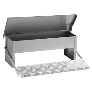 2x Mangeoire poules en acier galvanis&eacute; 5KG &iquest; Alimentateur automatique avec p&eacute;dale et couvercle &eacute;tanche pour nourrir vos volailles - Neuf