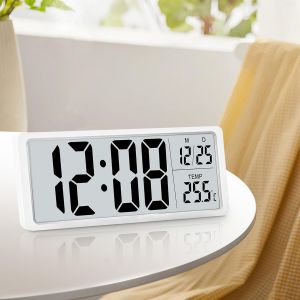 FCHHK-Grande horloge murale numérique avec affichage de la température, affichage de la date/de la température, ¿/¿, 20 x 8 cm, horloge radio-pilotée numérique pour salon (vous pouvez utiliser un - Neuf
