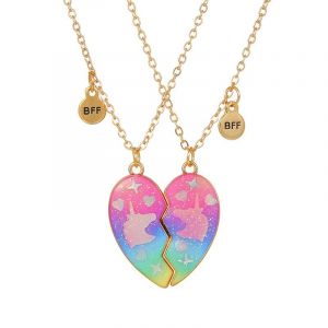Qpeach Lot De 2 Pendentifs Coeur Licorne Ours Chat Meilleur Ami Fille Bff Collier De 2 Pour Besties Bijoux D'amitié Cadeaux--S81-01 - Neuf