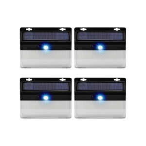 Lot de 4 lampes solaires murales de s&eacute;curit&eacute; pour jardin avec d&eacute;tecteur de mouvement - Neuf