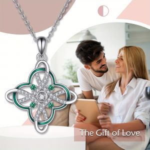 Collier N?Ud De Sorci&egrave;re En Argent 925 Pour Femmes - Pendentif Tr&egrave;fle &Agrave; Quatre Feuilles Celtique Bijoux Irlandais Cadeaux Pour Femme (Collier De Sorci&egrave;re) - Neuf