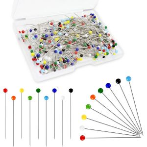 Mevronisshop-Pingles Couture, 300 Pcs Epingle &Agrave; T&ecirc;te Ronde En Verre, 38 Mm Epingles Couturiere Multicolores, Pour Mercerie/Patchworkde/Couturi&egrave;re/Bijoux/Bricolage D&eacute;coration/Couture Et D'artisanat - Neuf