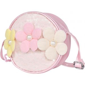 Sac &agrave; Main &agrave; Bandouli&egrave;re avec Fleurs pour Filles,Sac &agrave; Bandouli&egrave;re en PU,Princesse Mini-Sacs,pour Filles,Enfants,Tout-Petits,Rose - Neuf
