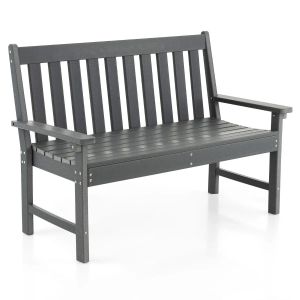 Banc De Jardin En Hdpe 132 X 65 X 91 Cm R&eacute;sistant Aux Intemp&eacute;ries Assise Incurv&eacute;e Confort Ext&eacute;rieur En Gris Helloshop26 20_0020546 - Neuf