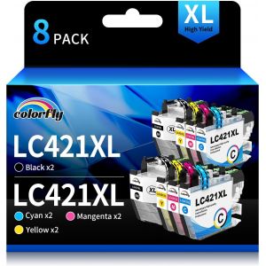 LC421XL Cartouches d'encre Compatible pour Brother LC421 LC421XL Cartouche pour Brother DCP-J1050DW DCP-J1140DW MFC-J1010DW (8 Pack) - Neuf