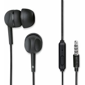 Ecouteurs Filaire Jack Intra-Auriculaires avec Micro (Oreillettes filaires Intra, Prise Jack 3.5 mm, Micro et Fonction Télécommande, Compatible Samsung MP3 Tablettes Ordinateurs) Noir - Neuf